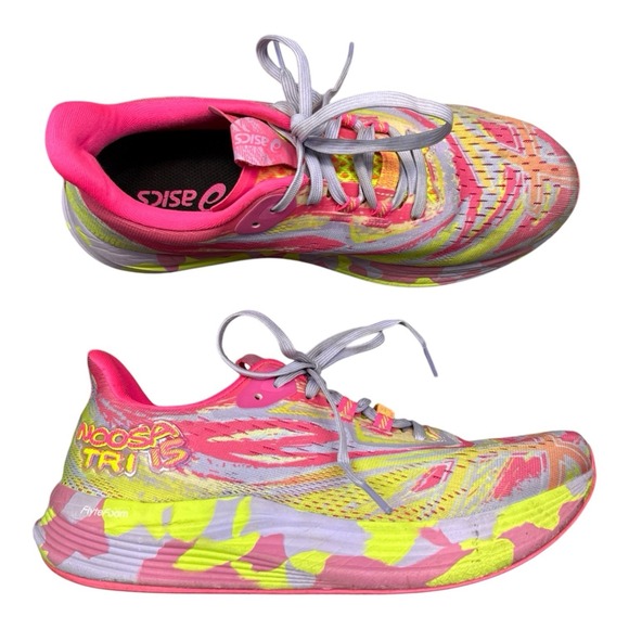 Asics Shoes - Asics Noosa Tri 15 running shoes women's 9 hot pink yellow tie dye sneakers mesh